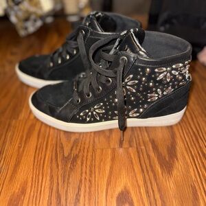 Micheal Kors Embellished Black High-Top Sneakers